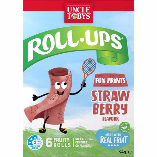 Uncle Tobys Roll-ups Strawberry Fun Prints 6 Pack