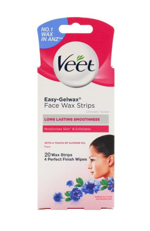 Veet Gel Precision Face Wax Strips For Sensitive Skin Pk 20