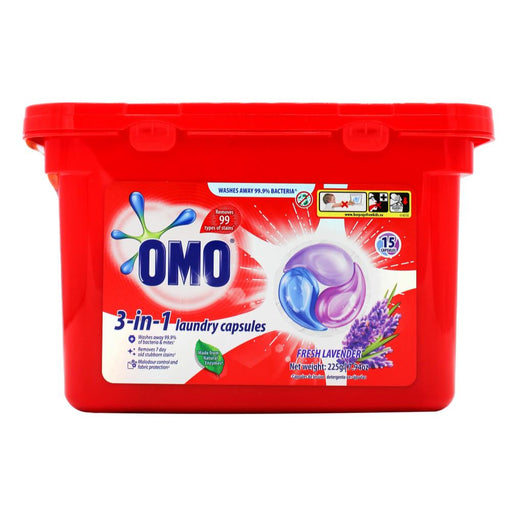 Omo 3 in 1 Laundry Capsules Fresh Lavender Pk 15