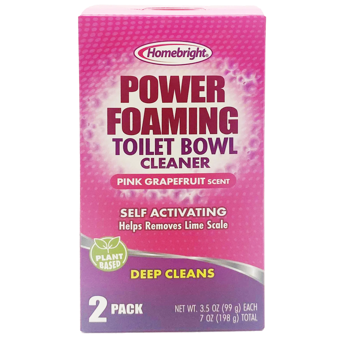 Pink Power Foaming Toilet Bowl Cleaner Self Activating Grapefruit Scent 2PK