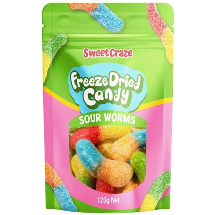 Sweet Craze Freeze Dried Candy Sour Worms 120g