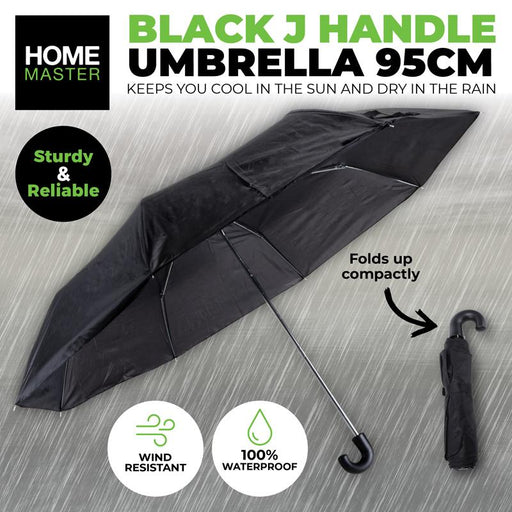Umbrella With J Handle - Black