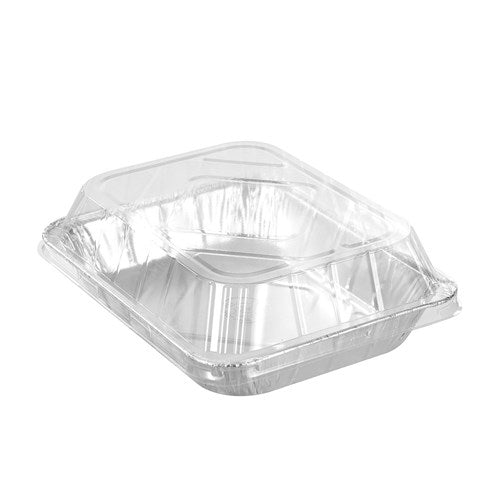 Foil Tray Rectangle With Clear Plastic Lids 3 Pk