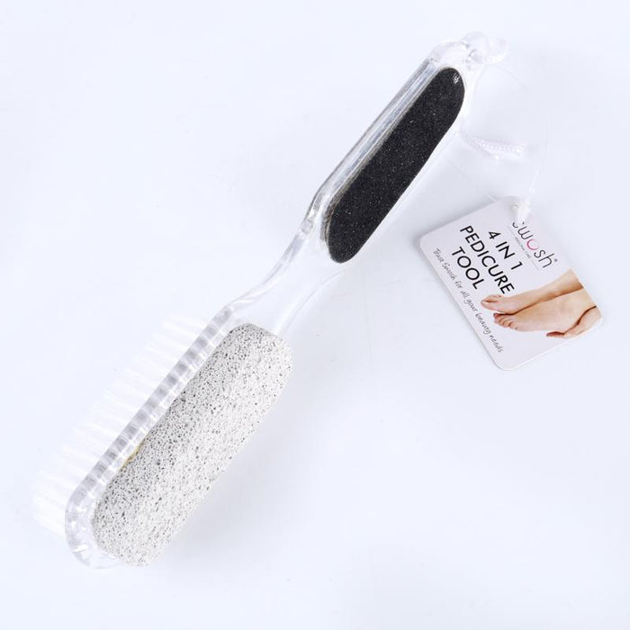 Pedicure Tool 4 in 1 - Pumice Stone, Emery File, Brush & Metal File