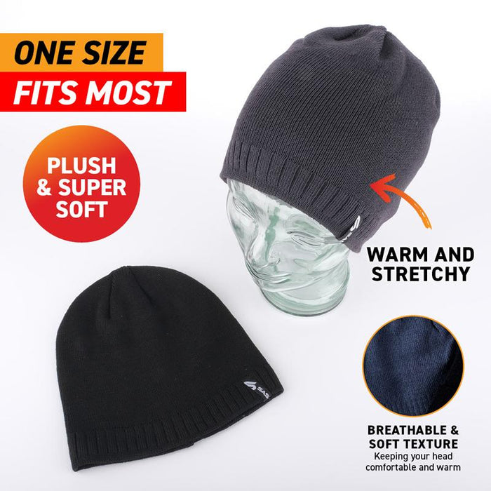 Beanie Adults Heat Control Thermal Ribbed Cuff