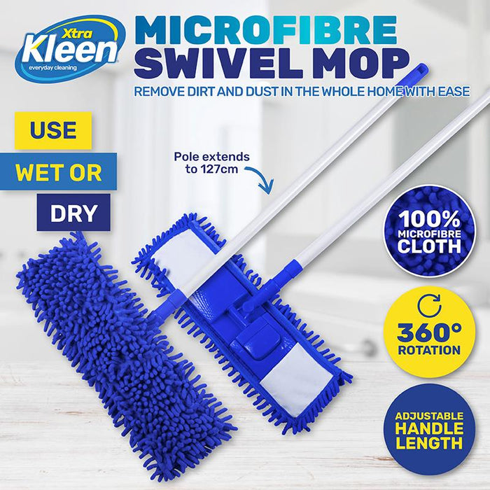 Microfibre Floor Sweeper Swivel Mop - Wet + Dry *** LOCAL DELIVERY ONLY *** No postage available on this item