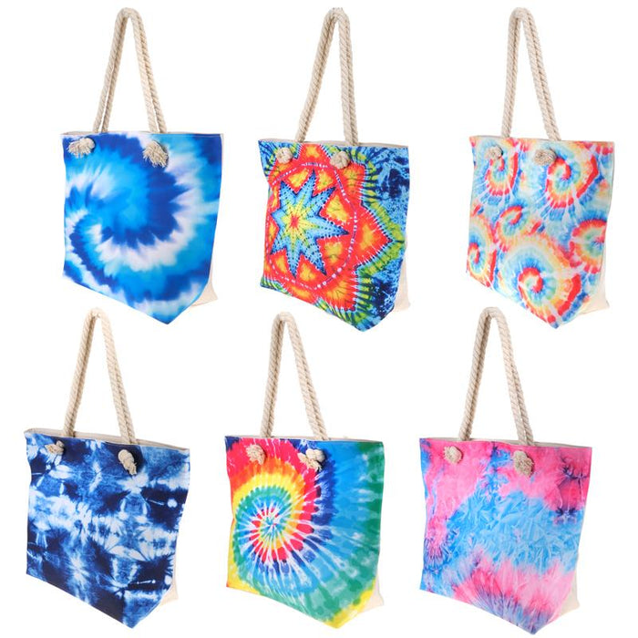 Beach Bag / Overnight Bag Tie Dye Design Zippered Opening