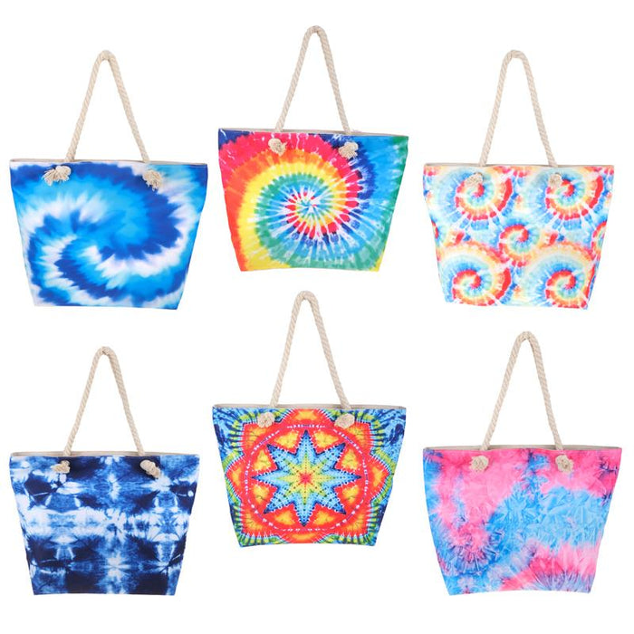 Beach Bag / Overnight Bag Tie Dye Design Zippered Opening