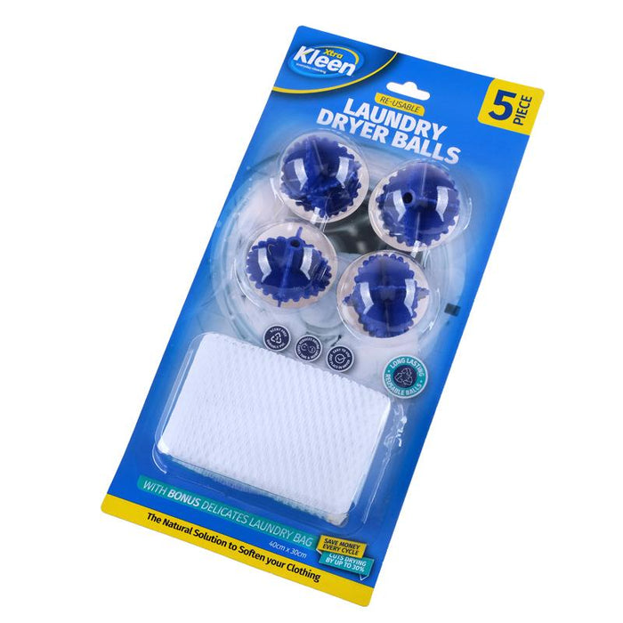 Laundry Dryer Balls With Delicates Wash Bag 5pc - Includes 4 Balls & 1 x Bag 40cm x 50cm