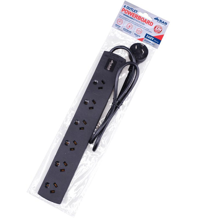 Power Board 6 Outlets With Surge Protection 1 Metre
