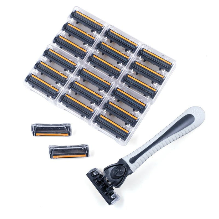 Razor Mens Shaving Kit 3 Blade With Lubricating Strip + 20 Cartridges