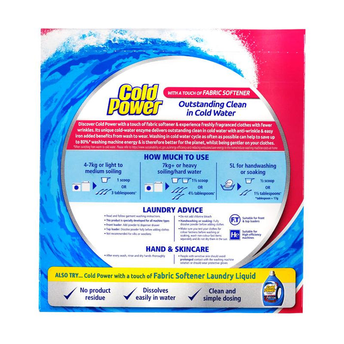 Cold Power Laundry Washing Powder 2KG With Fabric Softener