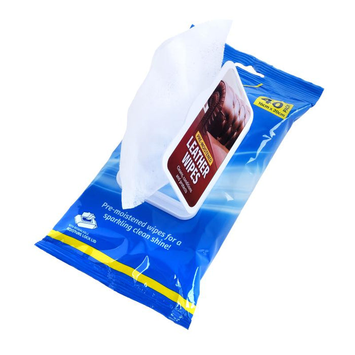 Pre Moistened Cleaning Wipes 40 Pk - Leather