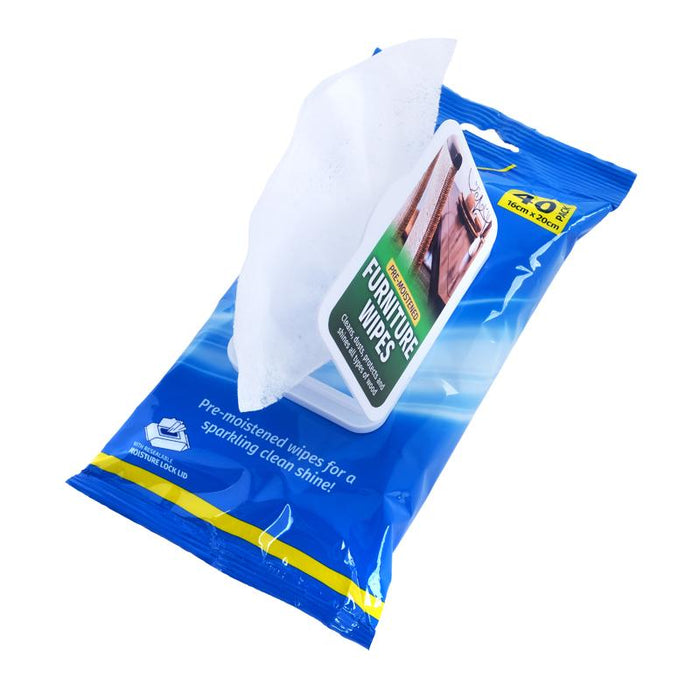 Pre Moistened Cleaning Wipes 40 Pk - Furniture