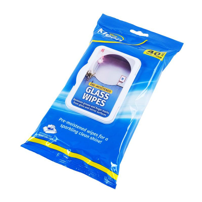 Pre Moistened Cleaning Wipes 40 Pk - Glass