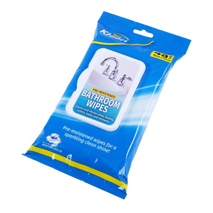 Pre Moistened Cleaning Wipes 40 Pk - Bathroom