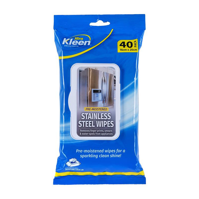Pre Moistened Cleaning Wipes 40 Pk - Stainless Steel