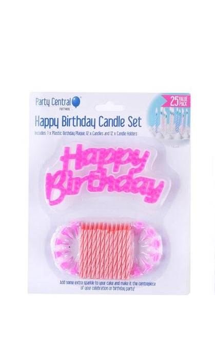 Happy Birthday Candle Set - Pink
