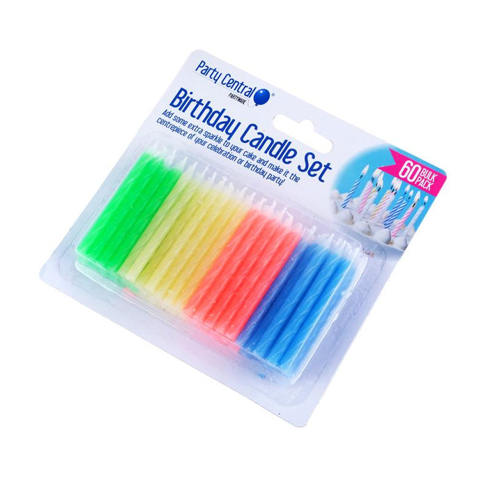 Birthday Candles Bulk 60Pk - Assorted Colours