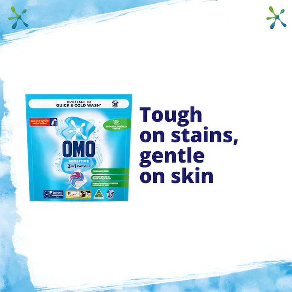 OMO Sensitive Laundry Capsules 3-In-1 28 pack
