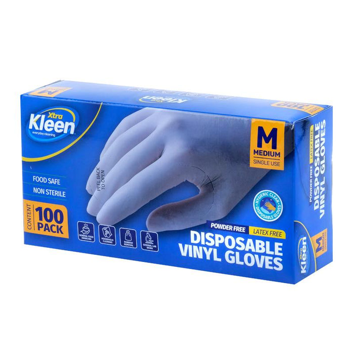 Gloves Powder Free Disposable - Vinyl - Clear - Medium 100pk