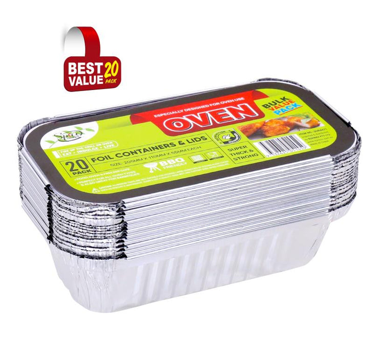 Bulk 20PK Foil Oven BBQ Trays With Lids
