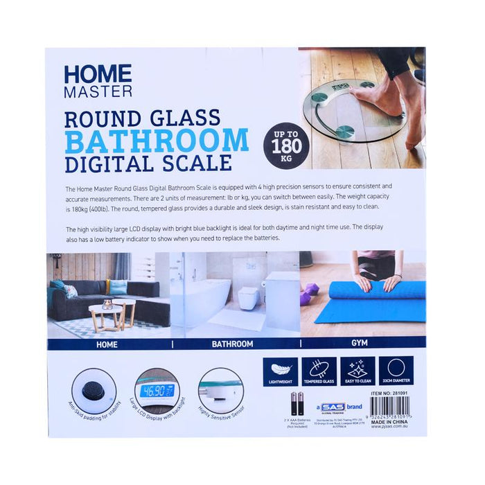 Bathroom Digital Scale Round Glass 33cm