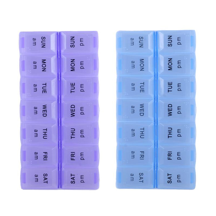 Pill Box 7 Day With 14 Slots - With Braille