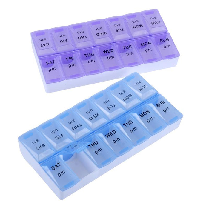 Pill Box 7 Day With 14 Slots - With Braille