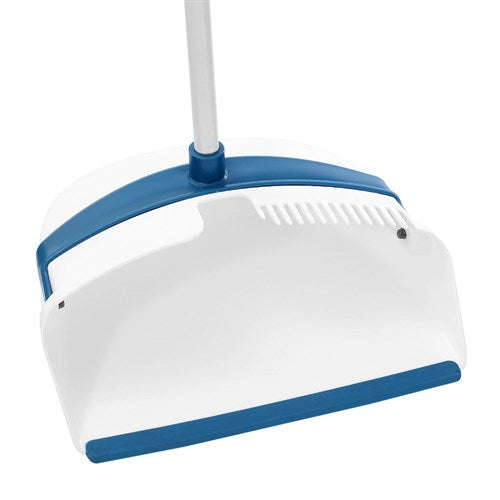Heavy Duty Long Handled Dustpan & Broom With Brush Cleaning Strip