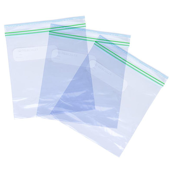 Hercules BULK 50PK Bags Storage Medium Resealable Twin Zip 22cm x 25cm