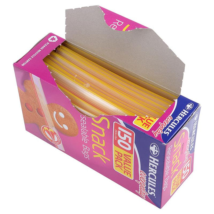 Bulk 150PK Hercules Snack Bags Twin Zip 15cm x 9cm