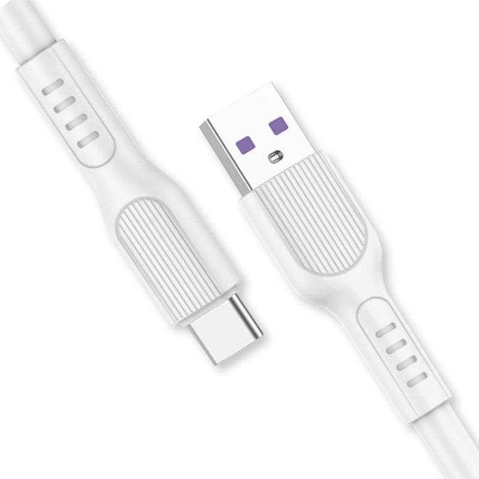 Charge & Sync USB A to Type C PVC Cable - White - 2 metre