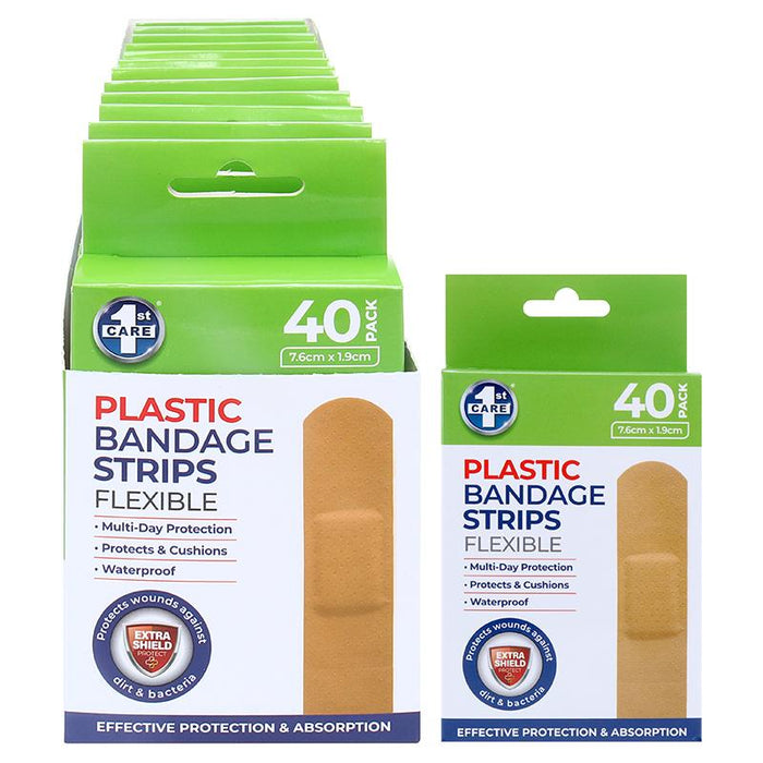 Bandaids Plastic Waterproof Flexible 40PK