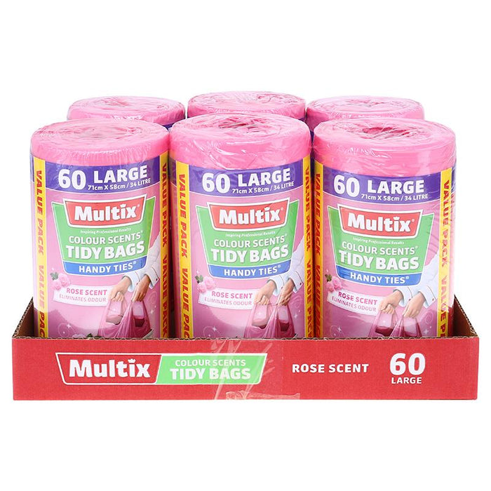 Bulk Value 60PK Multix Kitchen Tidy Bag Rose Scented 34 Litre