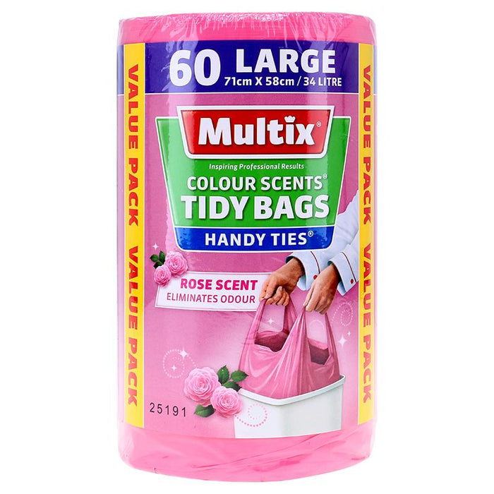 Bulk Value 60PK Multix Kitchen Tidy Bag Rose Scented 34 Litre