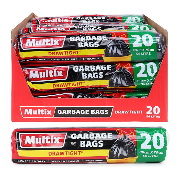 Multix Garbage Bags 56Ltr 20PK Drawtight
