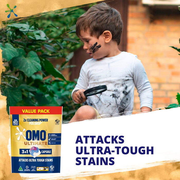 OMO Bulk 50PK Ultimate 3 In 1 Laundry Liquid Capsules