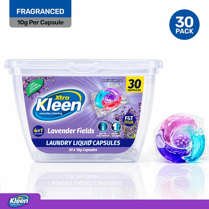 Laundry Bulk 30PK Capsules With In Wash Booster Beads - Lavender Fields