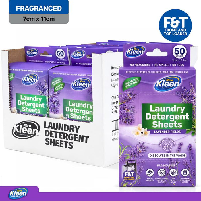 Laundry Bulk 50PK Detergent Sheets Dissolvable Pre-Measured - Lavender Fields Up to 50 Washes