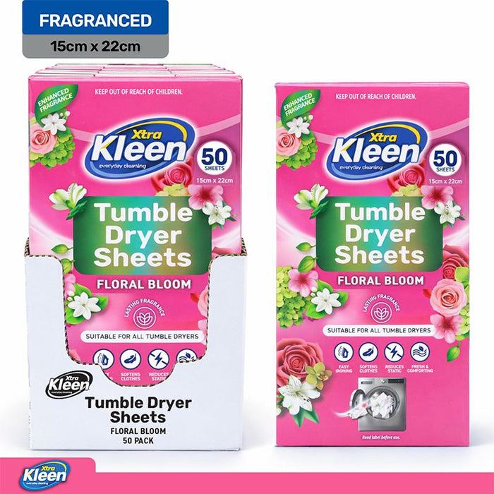 Laundry Tumble Dryer Sheets Bulk 50PK - Floral Bloom