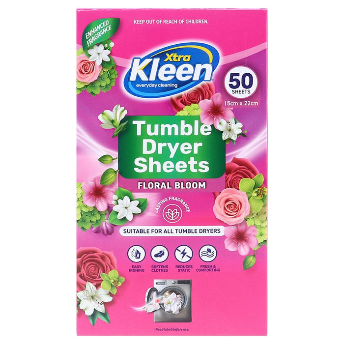 Laundry Tumble Dryer Sheets Bulk 50PK - Floral Bloom