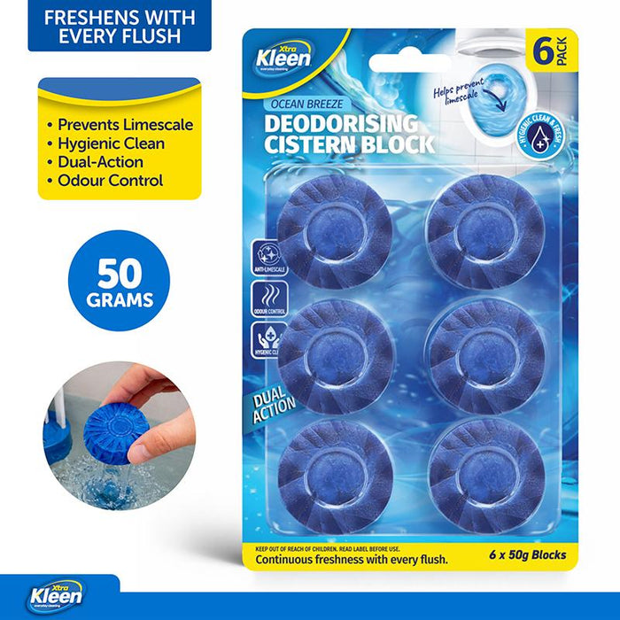 Toilet Deodorising Cistern Blue Blocks 6PK - Ocean