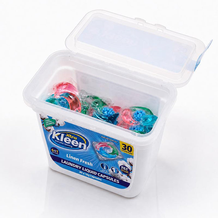 Laundry Bulk 30PK Capsules With In Wash Booster Beads - Linen Fresh
