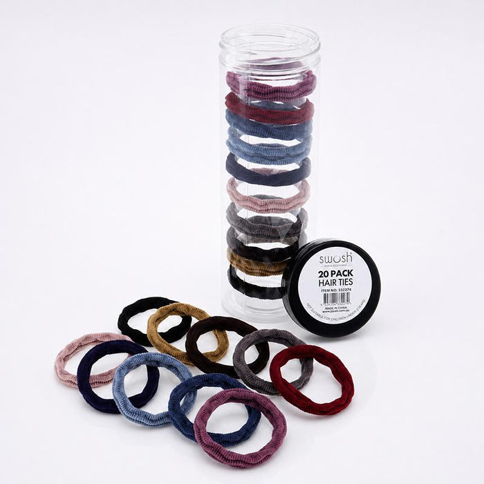 Hair Elastic Ties Metal Free 20pk In Tube