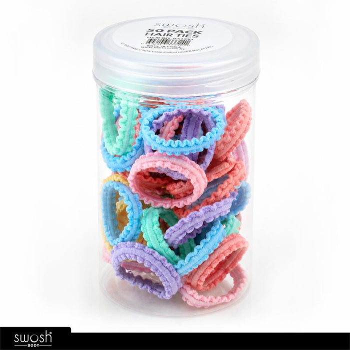 Hair Elastic Ties Ruffled 50pk In Tube