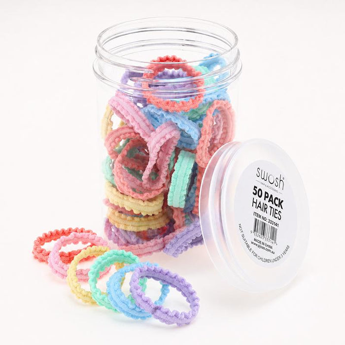 Hair Elastic Ties Ruffled 50pk In Tube