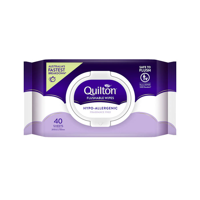 Quilton Flushable Wipes Hypo-Allergenic 40 Pack