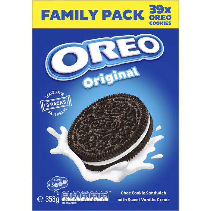 Oreo Value Pack Original Cookies Family Size 358g - 3 Sealed Packs