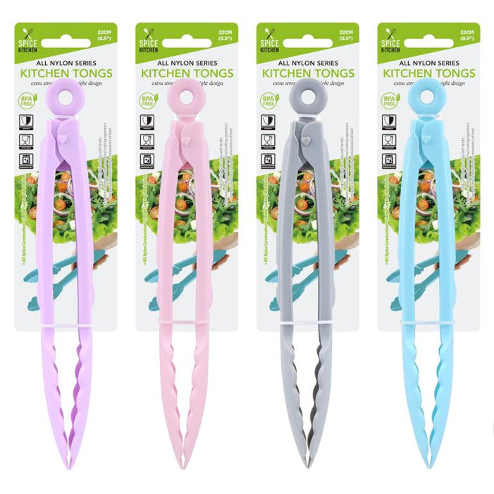 Nylon Kitchen Tongs Single 22cm - Assorted Colours